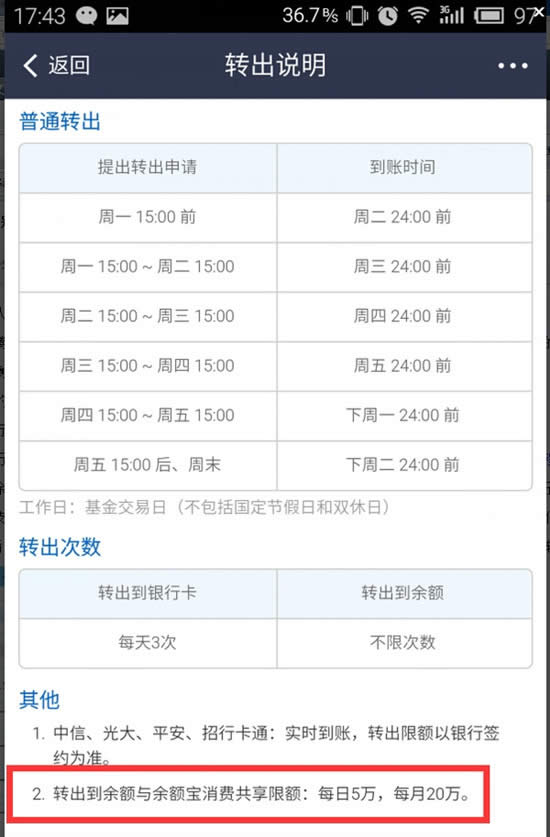 余額寶限制一天只能轉(zhuǎn)出5萬元