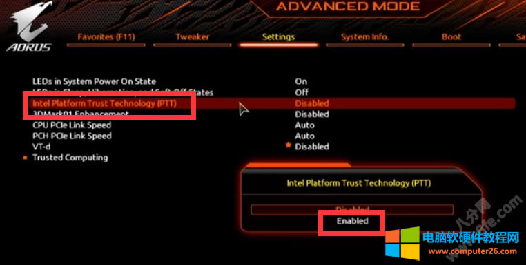 技嘉AORUS主板TPM 2.0開啟設(shè)置圖解教程3