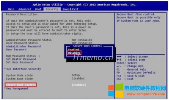��Security��--Secure Boot Control--�x��Disabled��Ȼ��F10���� �˳���