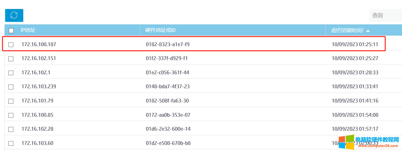 �A�����Q�CDHCP������β鿴��ǰ�ѷ������IP��ַ��