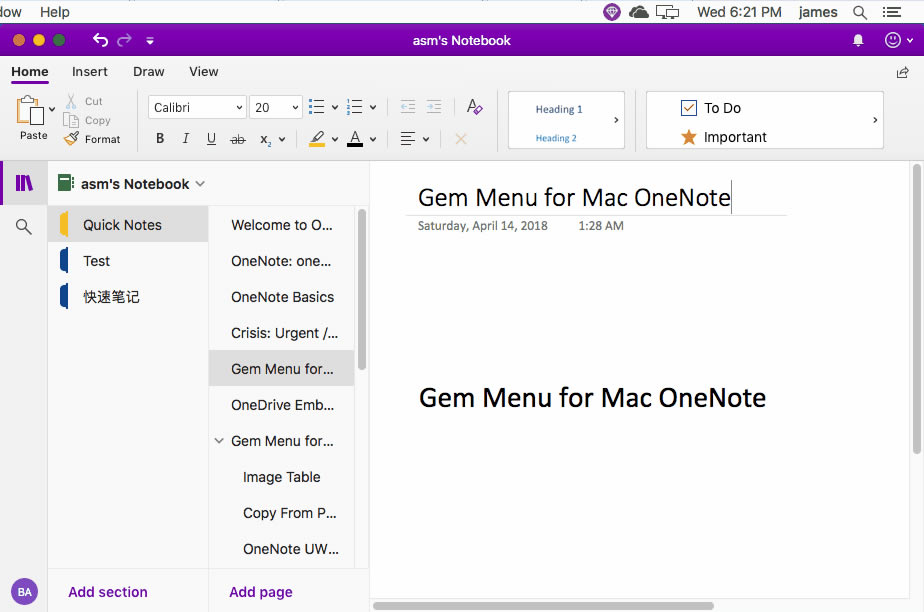 ʹ���䌚�ˆ� Gem Menu�ṩ����漉�e�Ę�(bi��o)ӛ��׌��(bi��o)ӛ���F(xi��n)�� OneNote ����б�����