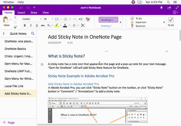 ʹ���䌚�ˆ� Gem Menu for Mac OneNote �����x�еă�(n��i)�ݞ� HTML �ļ���