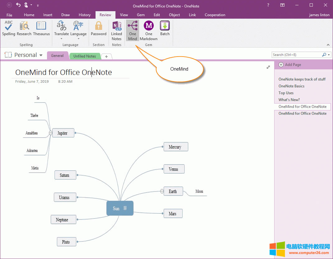 �� OneNote ��&ldquo;���&rdquo;�x�(xi��ng)�����@ʾ&ldquo;˼�Sһ�D&rdquo; OneMind ���� 