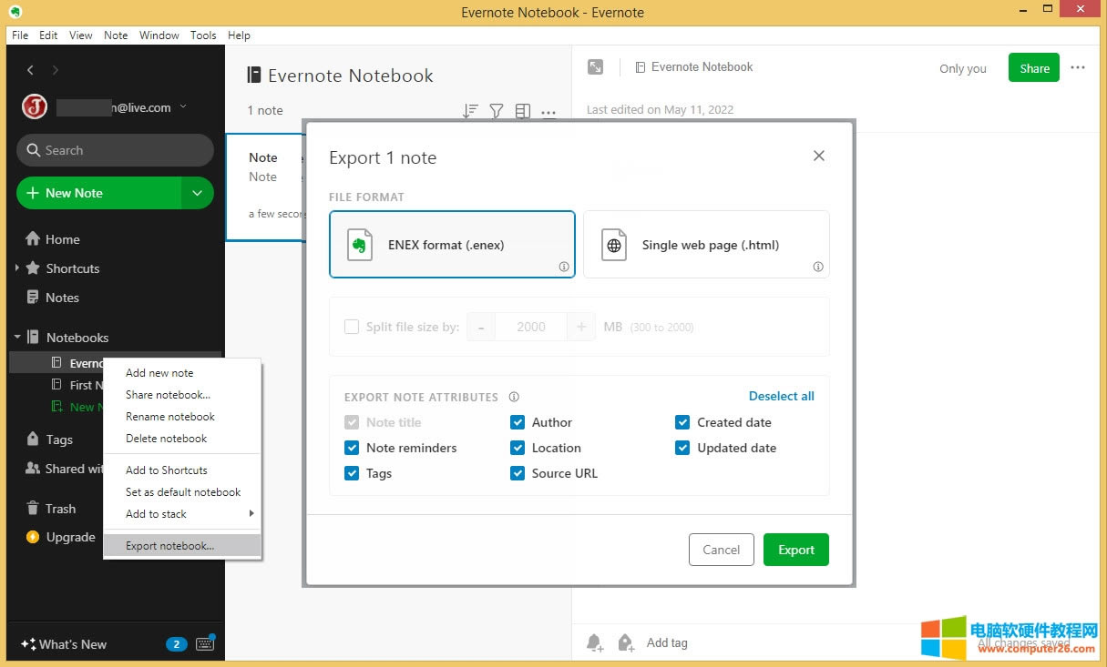 ��(d��o)��ӡ��Pӛ�ĹPӛ���� .enex �ļ�