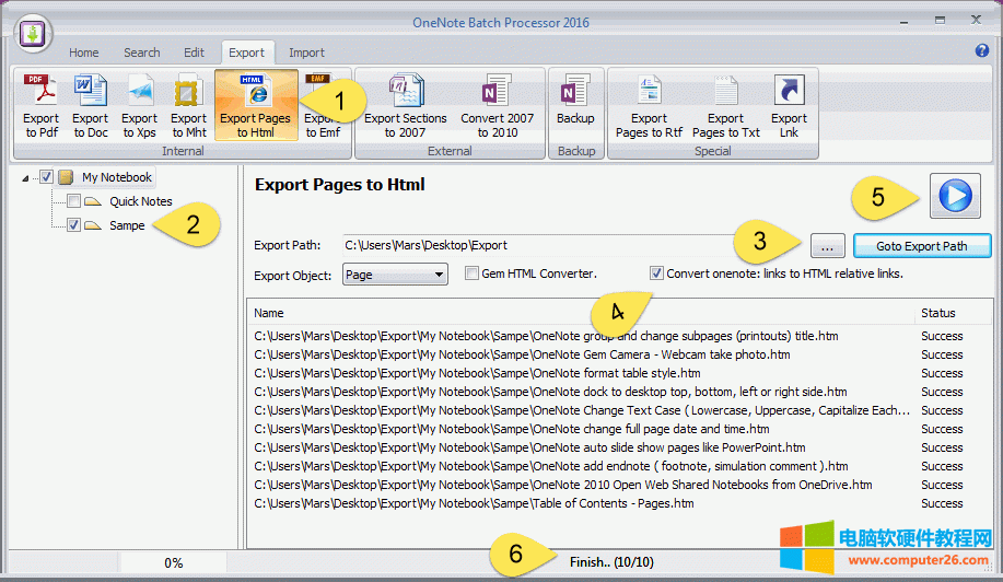 ���� OneNote ���� HTML �ļ�