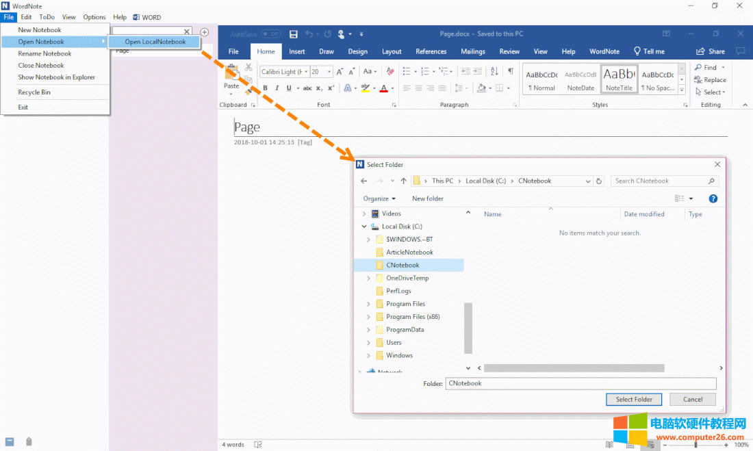 �½�һ�� Windows �ļ��A���� WordNote �Pӛ�� 