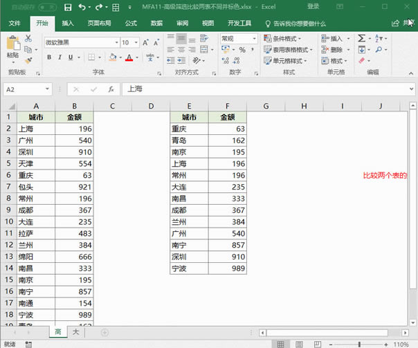 Excel���ø߼�(j��)�Y�x�M(j��n)�б��^��ͬ