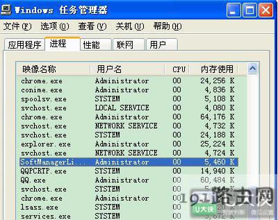 XP系統(tǒng)softmanager.exe占用內(nèi)存解決方法