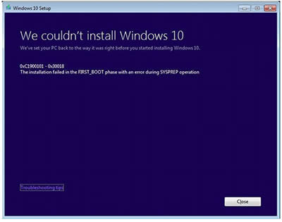 Win10����(j��)��ʾC1900101-30018�e(cu��)�`