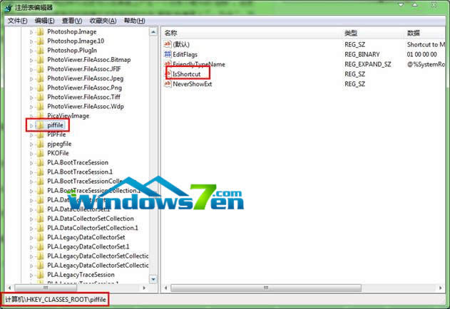 圖4 刪除“IsShortcut”字符串 圖4 刪除“IsShortcut”字符串