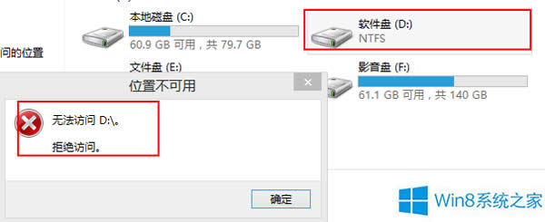 Win8進行磁盤修復(fù)后磁盤拒絕訪問怎么辦?