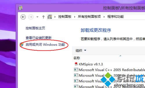 選擇“啟動(dòng)或關(guān)閉windows功能” 選擇“啟動(dòng)或關(guān)閉windows功能”